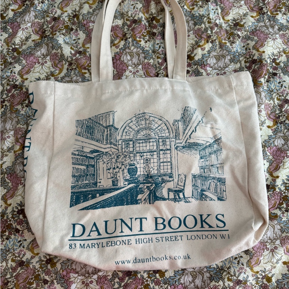 Source Unknown Cream and Blue Tote Bag